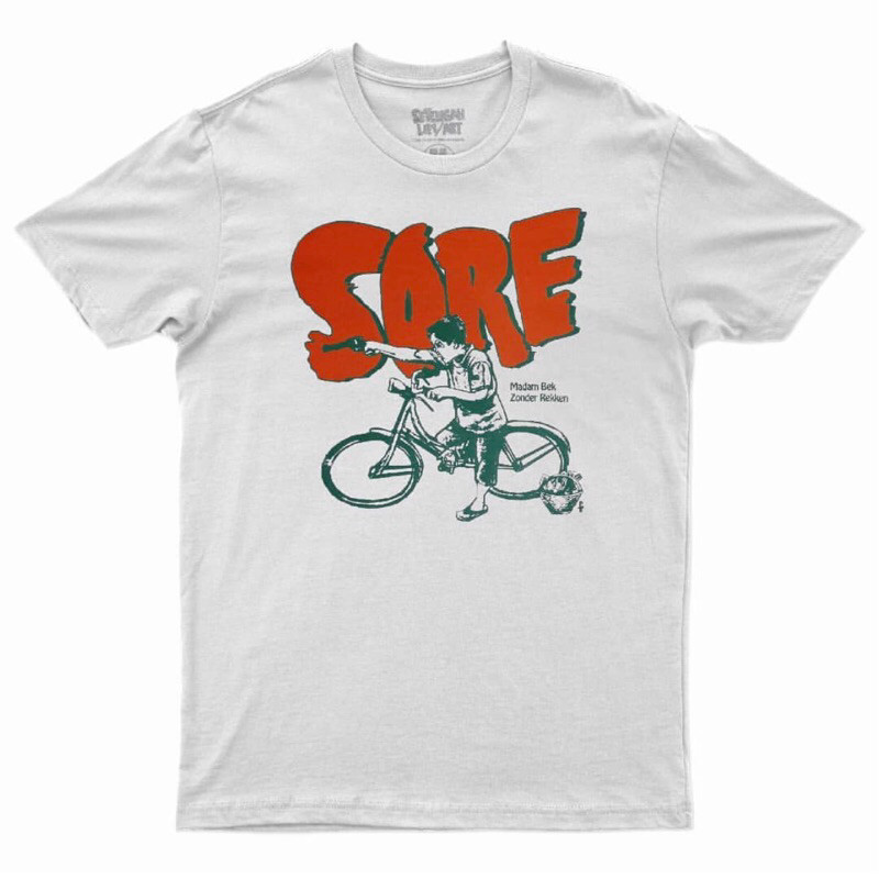 Tshirt SORE - SARTINEM OYE White Cotton combad 24s tebal kaos band SORE Kaos band indie katun tebal 