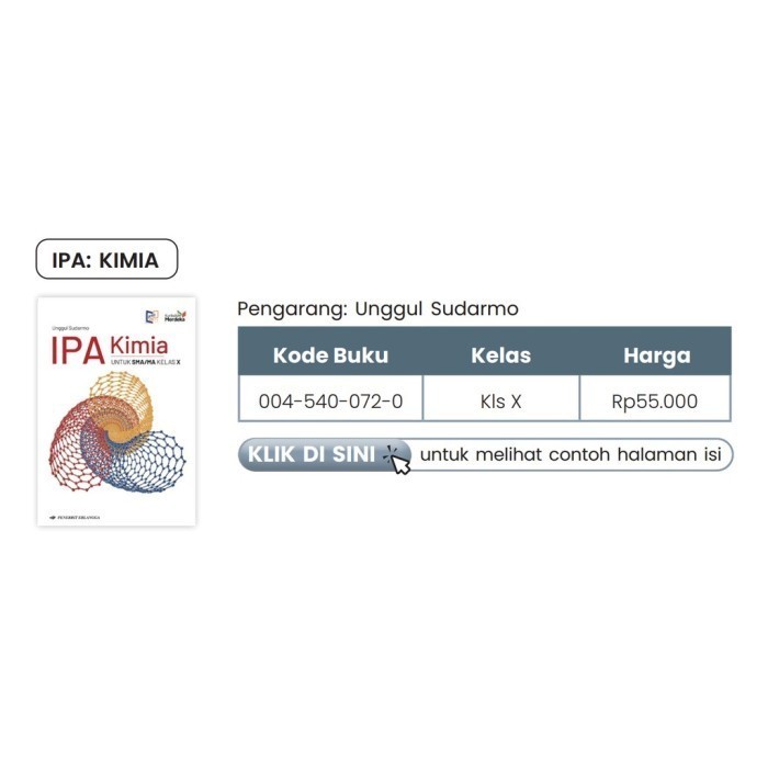 Terlaris ✨ -BUKU IPA KIMIA Kelas 10 / X KURIKULUM MERDEKA SMA/MA ERLANGGA - KELAS 10/X