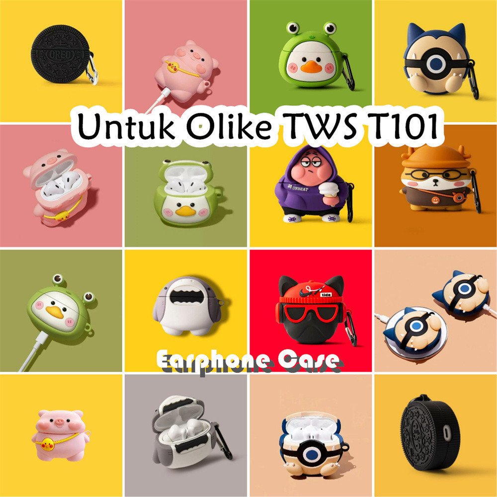 【variety】Untuk Olike TWS T101 Case Kreatif Kartun Ransel babi Soft Silikon Earphone Case NO.4