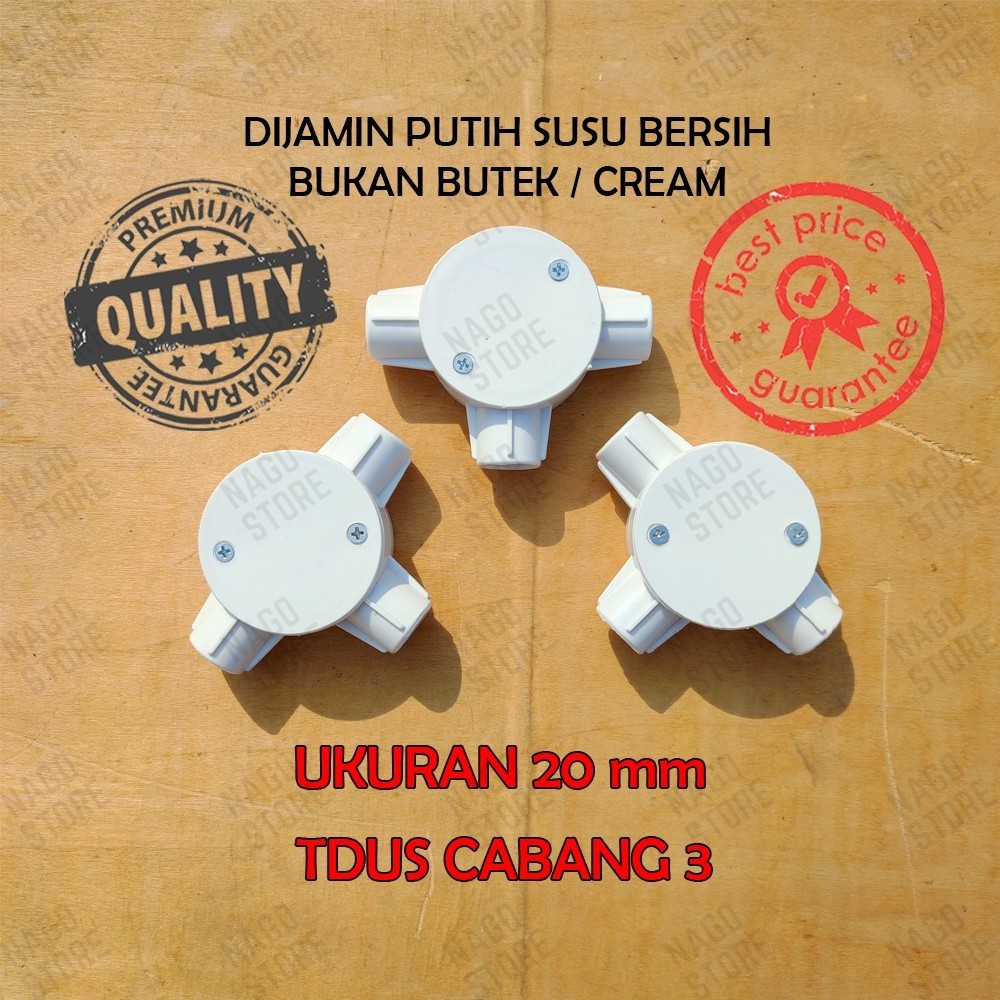 T DUS TDUS T DOS TDOS TEDUS TEDOS TEEDUS TEE DUS CONDUIT LISTRIK TERMINAL CABANG 3 20MM PUTIH GRADEO
