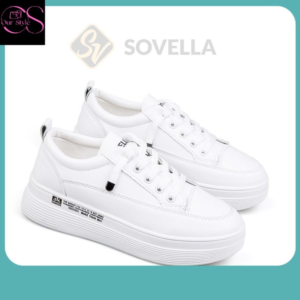 Sepatu Terkini / SOVELLA Alexa Sepatu Sneakers Olahraga Sport Kets Putih Hitam Wanita