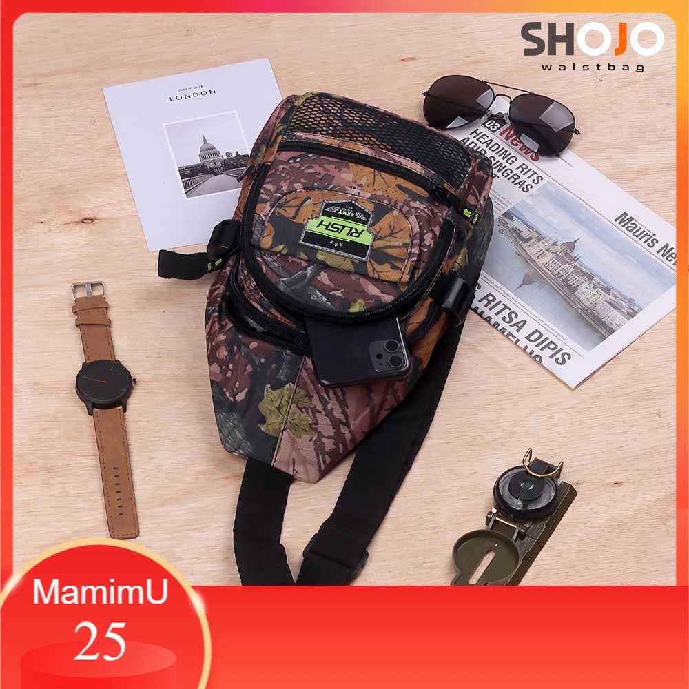 Tas Sling Bag Slempang Selempang Bahu SlingBag Pria Cowok Sekolah Kuliah Travel Motif Army SHOJO HJO