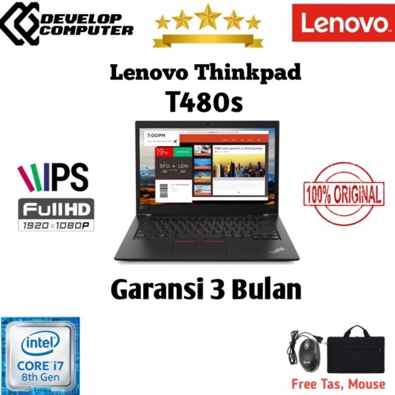 laptop lenovo thinkpad T480s Core i5/i7 Gen 8 Ram 24GB MULUS BERGARANSI