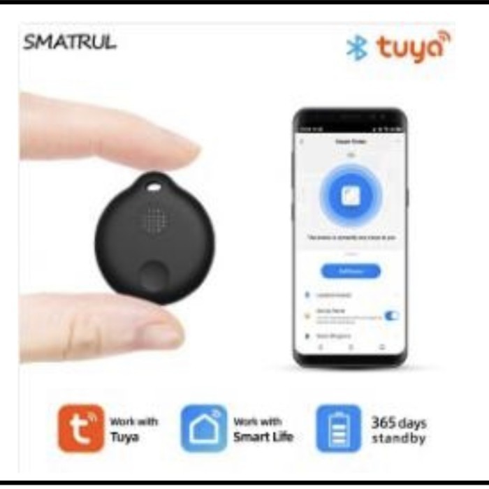 Smatrul Black Smart Finder Tracker Bluetooth Key Tag Finder Tuya find