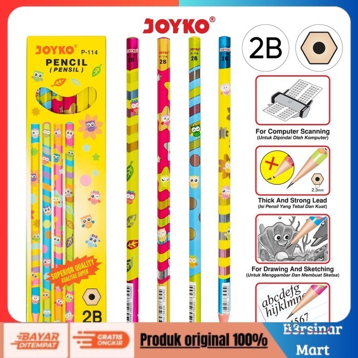 

[BAYAR DI TEMPAT] PROMO Pencil / Pensil Joyko P114 / 2B / 1 BOX 12 PCS COD