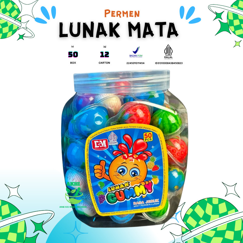 

PERMEN LUNAK GUMMYMATA 50 PCS / PERMEN GUMMY JELLY VIRAL