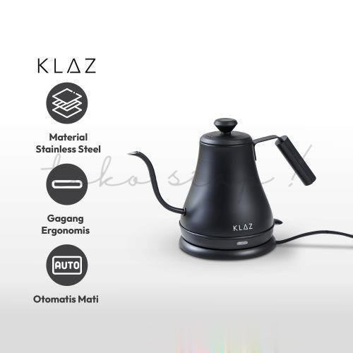 Tokosiap Klaz 800 ml Teko Listrik Gooseneck - Hitam Ceret Food Grade Dengan Handle Ketel Air Leher A
