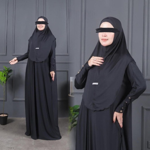 Abaya One set Spandex Premium Set Kerudung PLAIN LOOSE  Umroh Abaya Daily (Gamis Umroh Abaya Jersey 