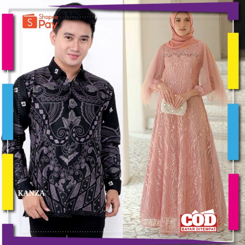 KAIN LEMBUT HALUS ADEM TEBAL / PRODUK TERBARU - Baju Batik Couple Gamis Brukat Modern | Couple Batik