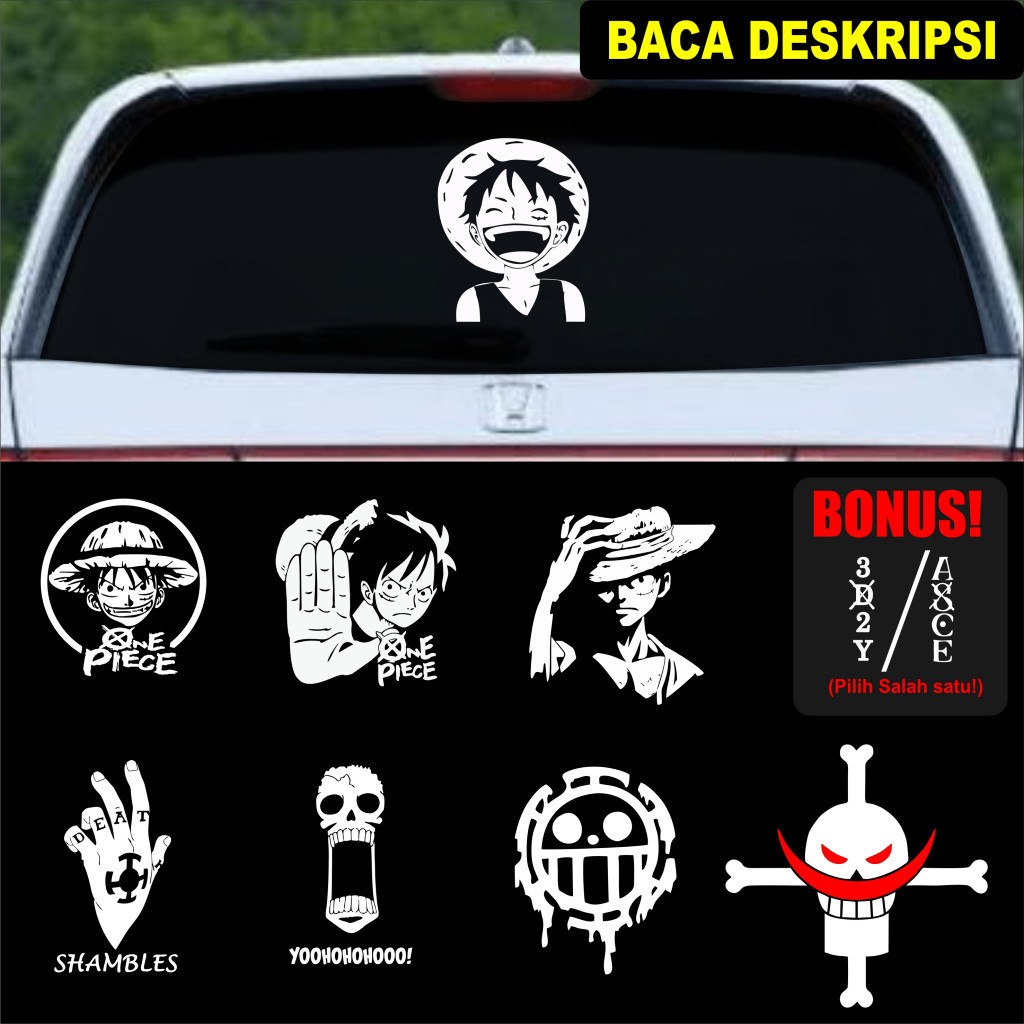 Sticker Cutting One Piece Stiker Kaca Belakang Mobil Luffy