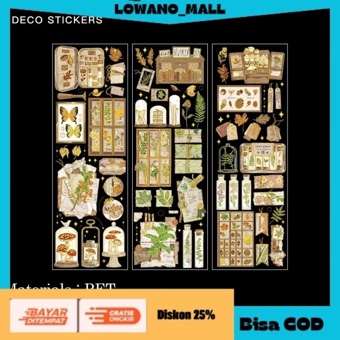 

[[BEST QUALITY]] TERLARIS 3 Lembar Gold Flower Vintage Ancient Aesthetic Sticker Stiker Bunga 07 D COD