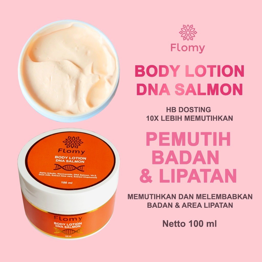 Flomy Handbody Dosting DNA Salmon | HB Pemutih Badan | Body Lotion Pemutih BPOM