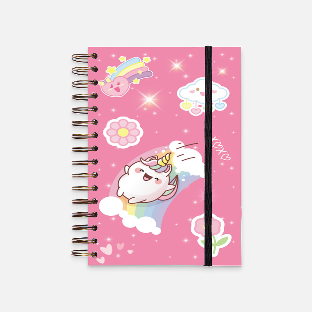 

Hard Cover Notebook Pink Happy Unicorn