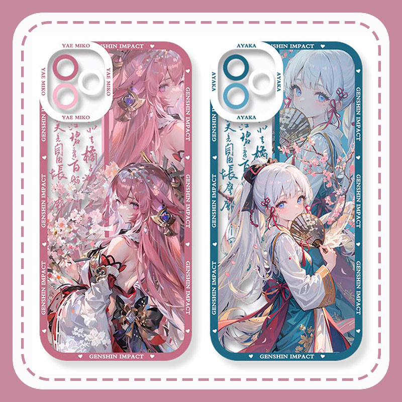 Genshin Impact Yae Miko Ganyu Case for iPhone 15 14 Pro Max 13 12 Mini 11 Pro XR XS X 8 7 6 6S