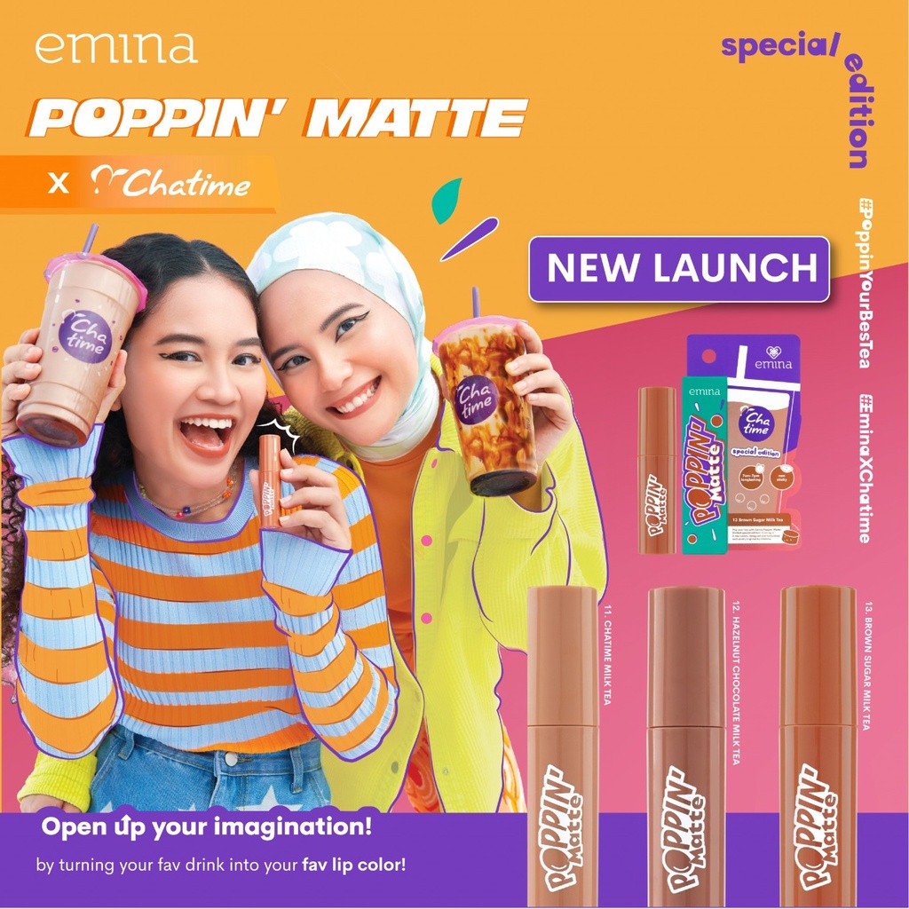- Emina Poppin' Matte x Chatime Edition - Lip Matte Transferproof, Long-Lasting
