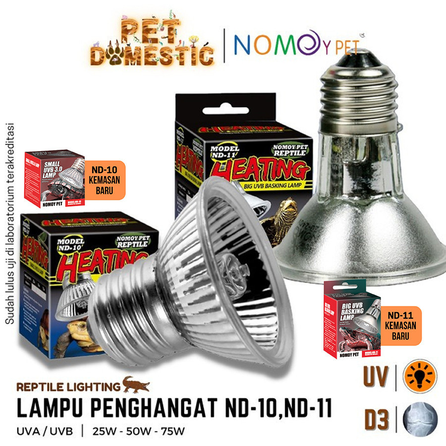 Lampu UVA UVB Nomoy 25 50 75 Watt Torto Sulcata Kura Brazil Penghangat Kandang Reptil Reptile ND-10