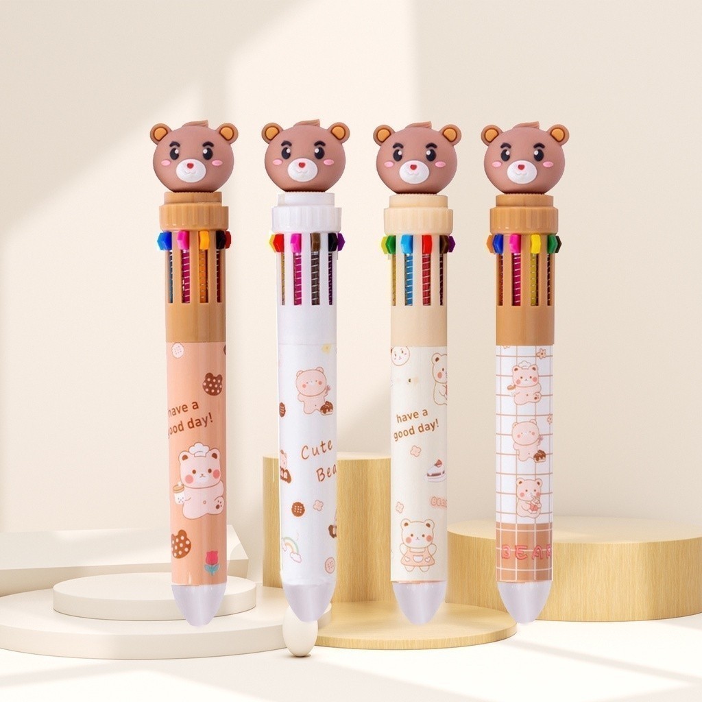 

MOKA 1 LUSIN PULPEN KARAKTER TEDDY BEAR10 WARNA / PULPEN WARNA WARNI MK08