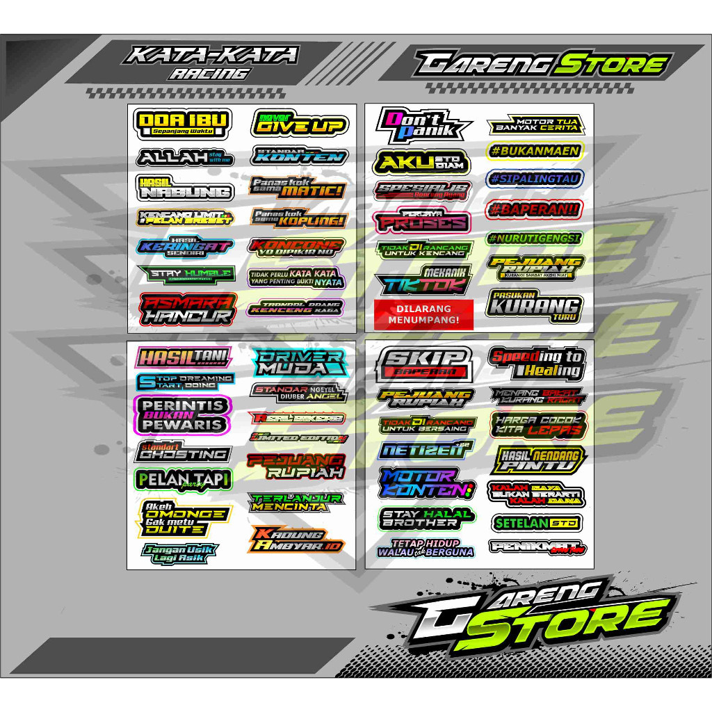STIKER PACK KATA KATA RACING / STIKER PACK HEREX / STIKER PACK KEREN / STIKER PACK HOLOGRAM