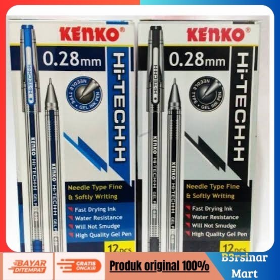 

[[KUALITAS TERBAIK]] KENKO HITECH HI TECH 0.28 PULPEN PEN GEL Hitam Hitam COD