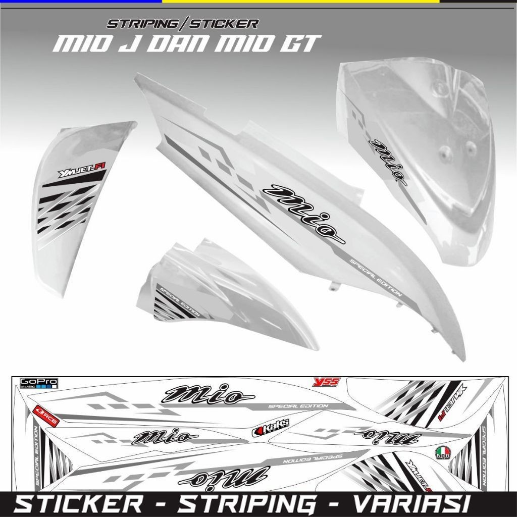 STIKER ALL MOTOR MIO J / MIO J PUTIH VARIASI STRIPING MIO GT VARIASI STICKER / STRIPING