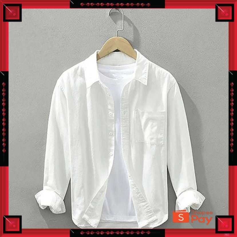 KAIN ADEM LEMBUT HALUS TEBAL / Kemeja Pria Polos  Lengan  Panjang Kemeja Semi-Formal Pria Kemeja Pri