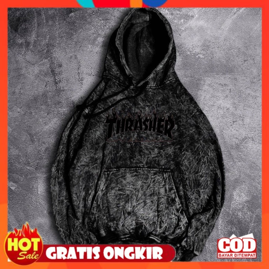 [PREMIUM ORIGINAL] Jaket Hoodie Wash Distro Motif Metal Thrasher | Jaket Hoodie Sandwash | Jaket Swe