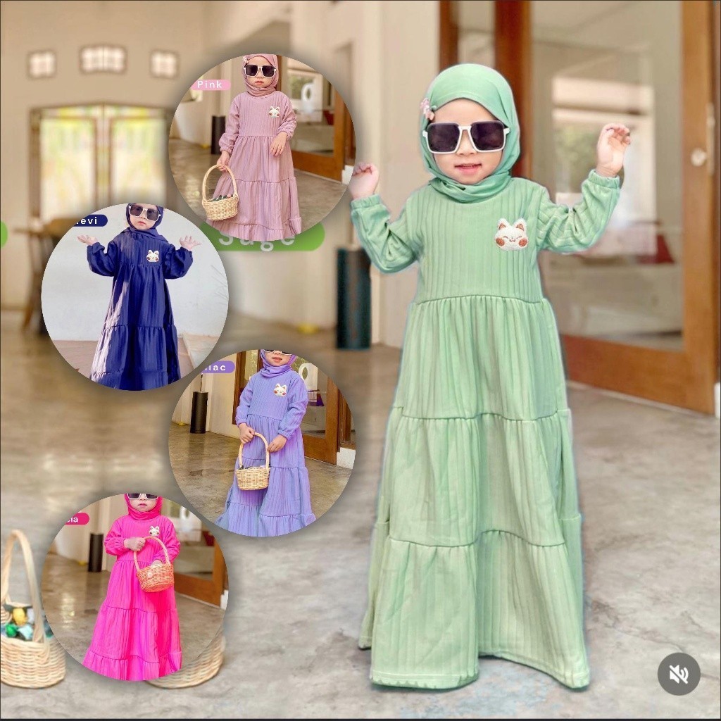 Baju Gamis Anak Perempuan 4-12 Tahun Baju Muslim Anak Perempuan Terbaru 2024 Dress Anak Murah Gamis 