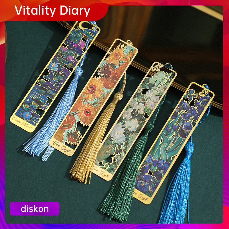 

【COD❤️】Penanda Lukisan Terkenal Retro Kreatif Penanda Buku Besar Tangan Logam Klip Buku Baca VDY