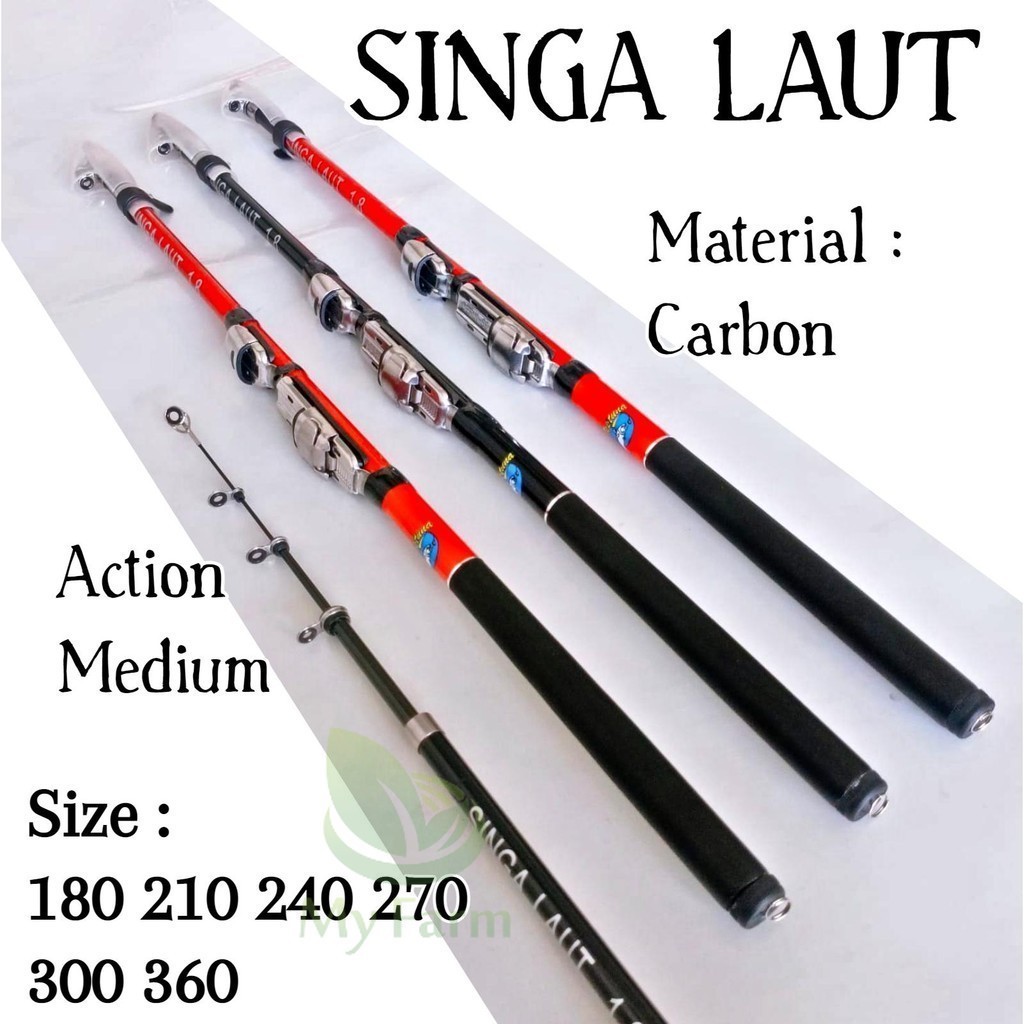 Neptuna Singa Laut 150cm Joran Tegek Kolong Antena Ruas Panjang Bahan Carbon Tangkai Pancing Tegeg K