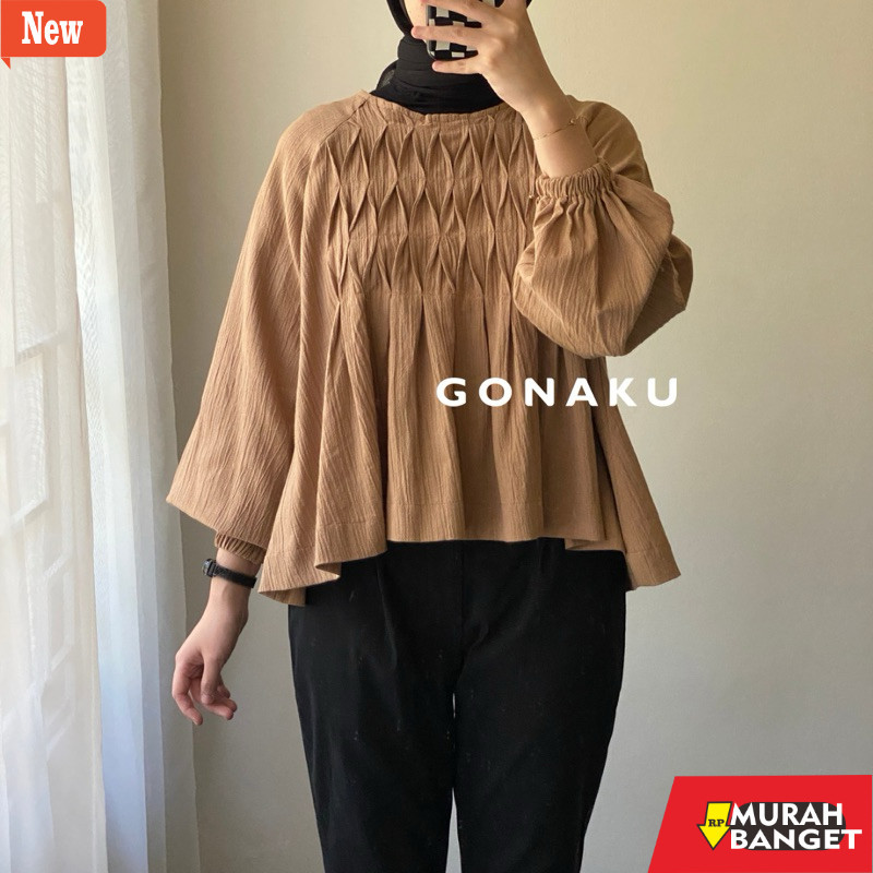 Blouse Wanita Kekinian [] Cherry Oversized Blouse | Blouse Korea | Crop Blouse | Atasan Linen | Baju