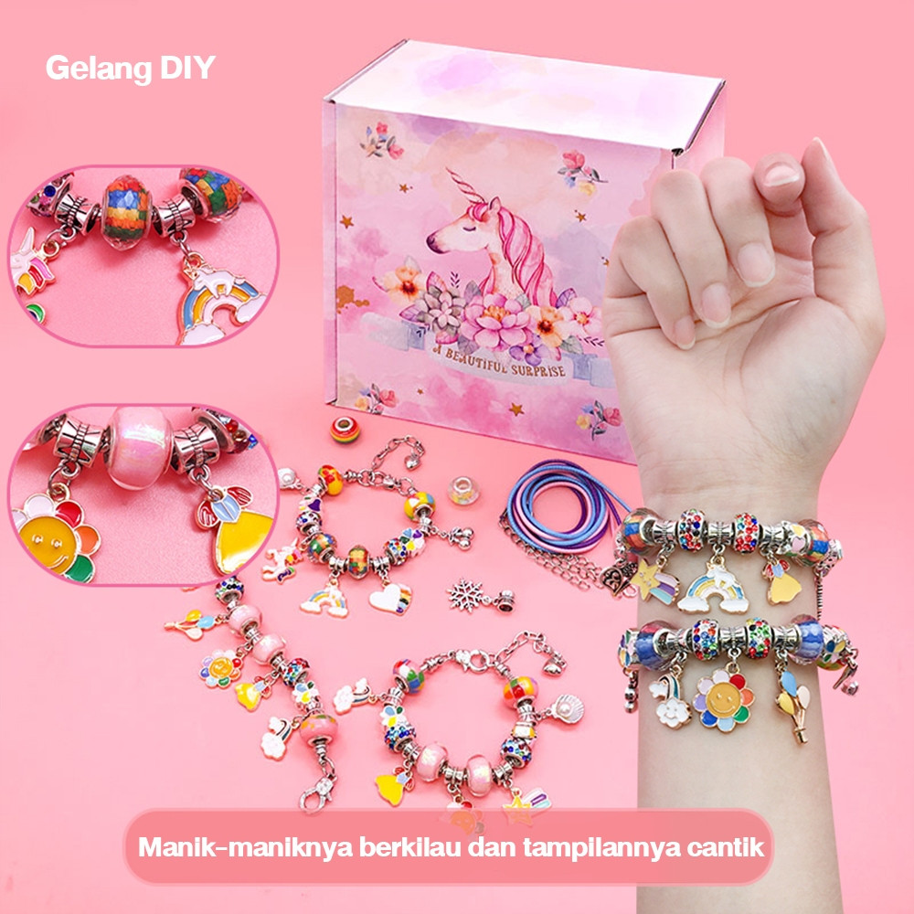 Anak Perempuan Set DIY Gelang Hadiah Anak Mainan Anak Perempuan Bracelet Gelang Pembuat Kit Gelang P