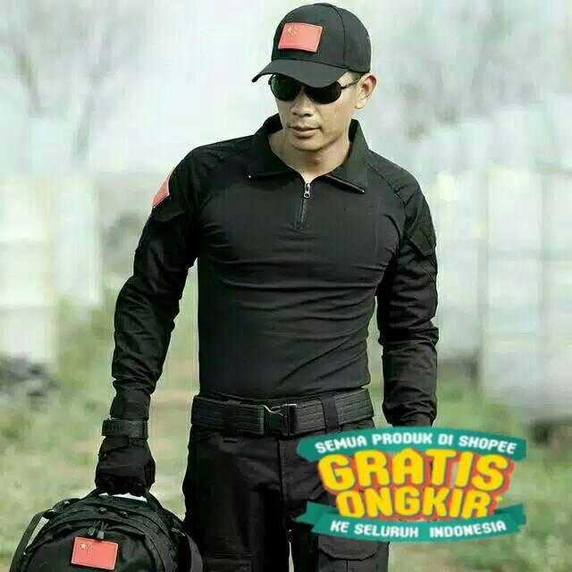 Baju BDU Lengan panjang TacticaL(Hitam)/ jumbo big size besar