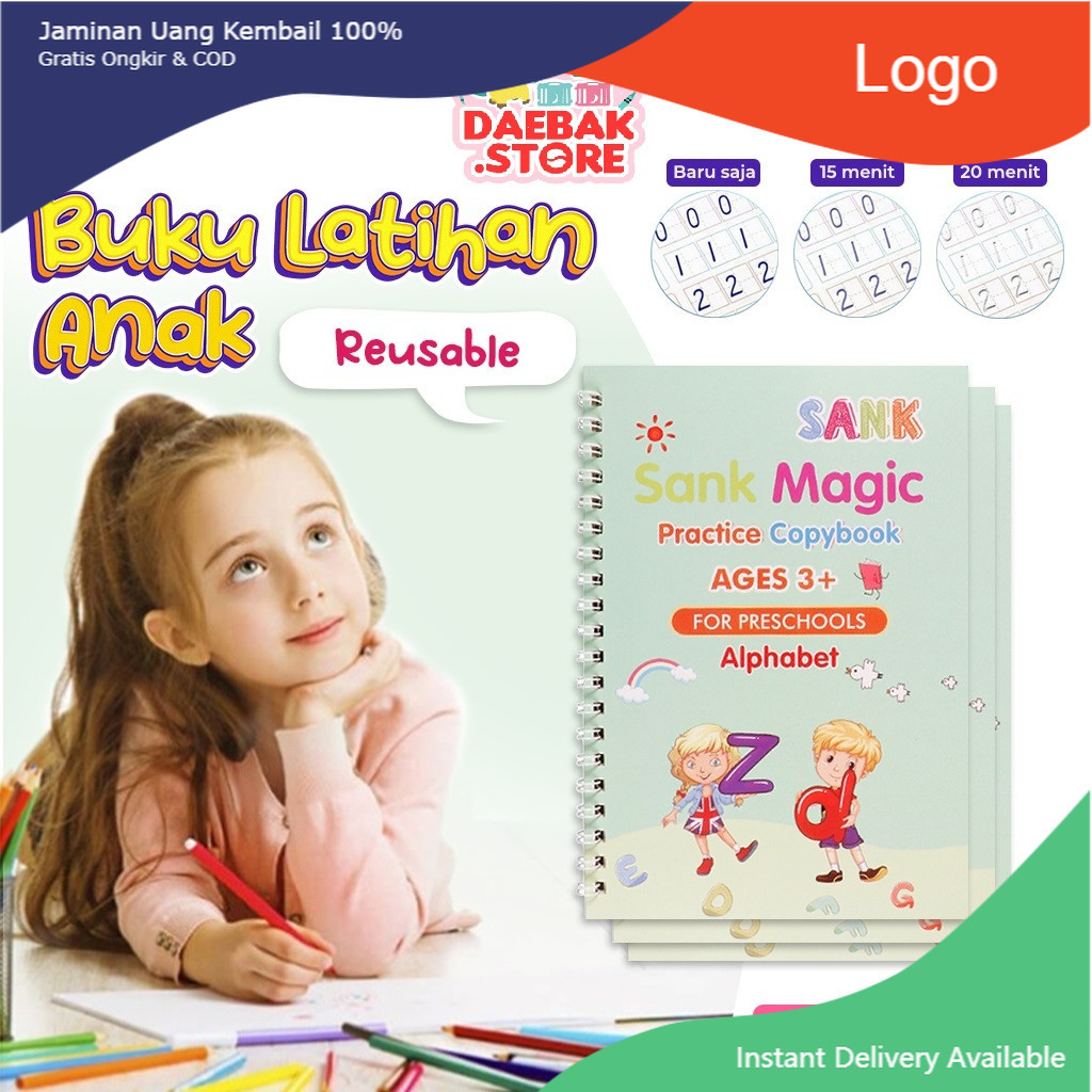 

SANK buku tulis Magic Book 1 set 1 pulpen 4 buku