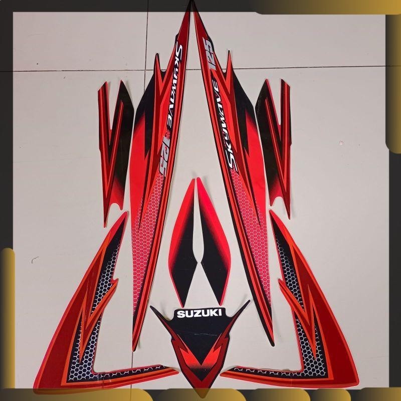 Striping Suzuki skywave sky wave 2008 2009 merah hitam list body
