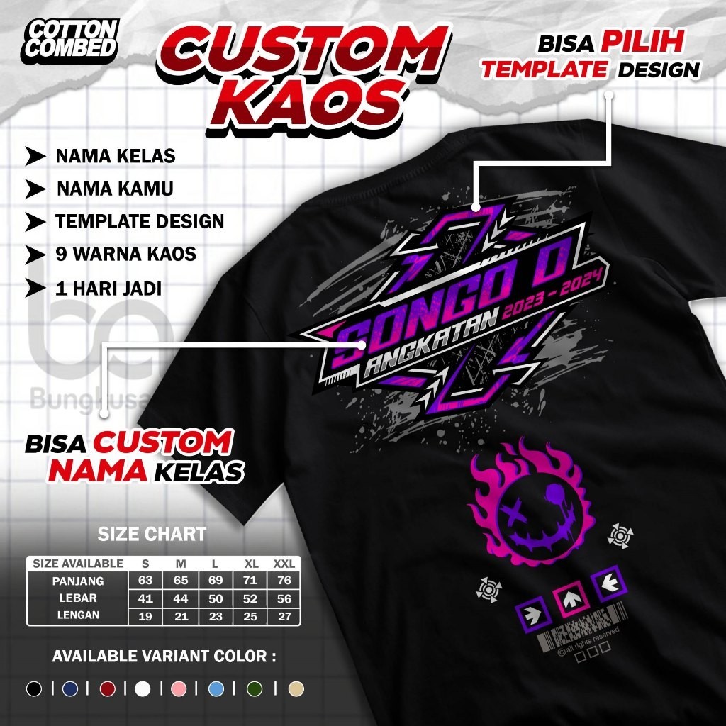 KAOS KELAS CUSTOM BISA REQUEST GANTI NAMA KELAS - Baju Kelas Sekolah Request Desain Sendiri Pelajar 