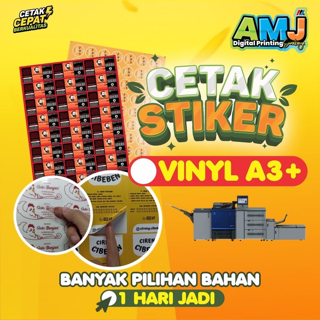 

Label & Stiker Vinyl_Stiker Anti Air uk A3+_Tidak Mudah Sobek_Cetak Stiker Murah_Satu Hari Jadi