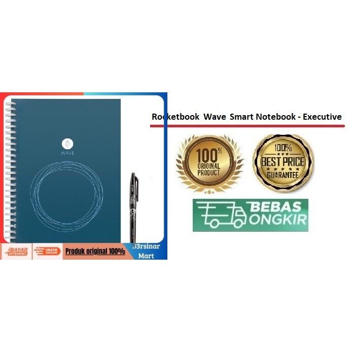 

[KUALITAS TERBAIK] Rocketbook Wave Smart Notebook - Dotted Grid Executive Size 6" x 8.8