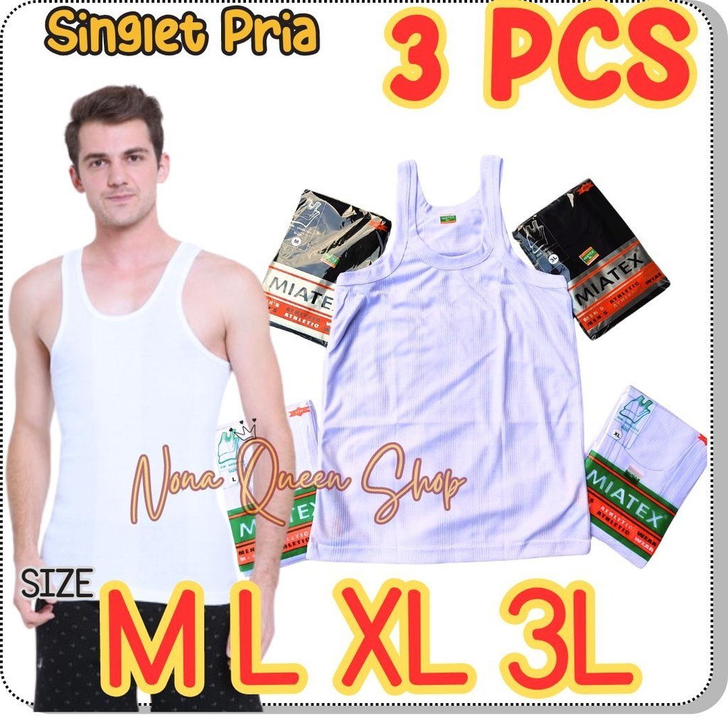 MIATEX ORIGINAL Kaos Dalam Singlet - Hitam Kaos Dalam Remaja Pria Dewasa