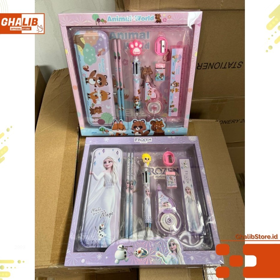 

STUDY SET STATIONERY PENSIL SET PAKET ALAT TULIS SEKOLAH KOTAK PENSIL ANAK 8IN1 KODE 8021 - CEWEK 8IN1