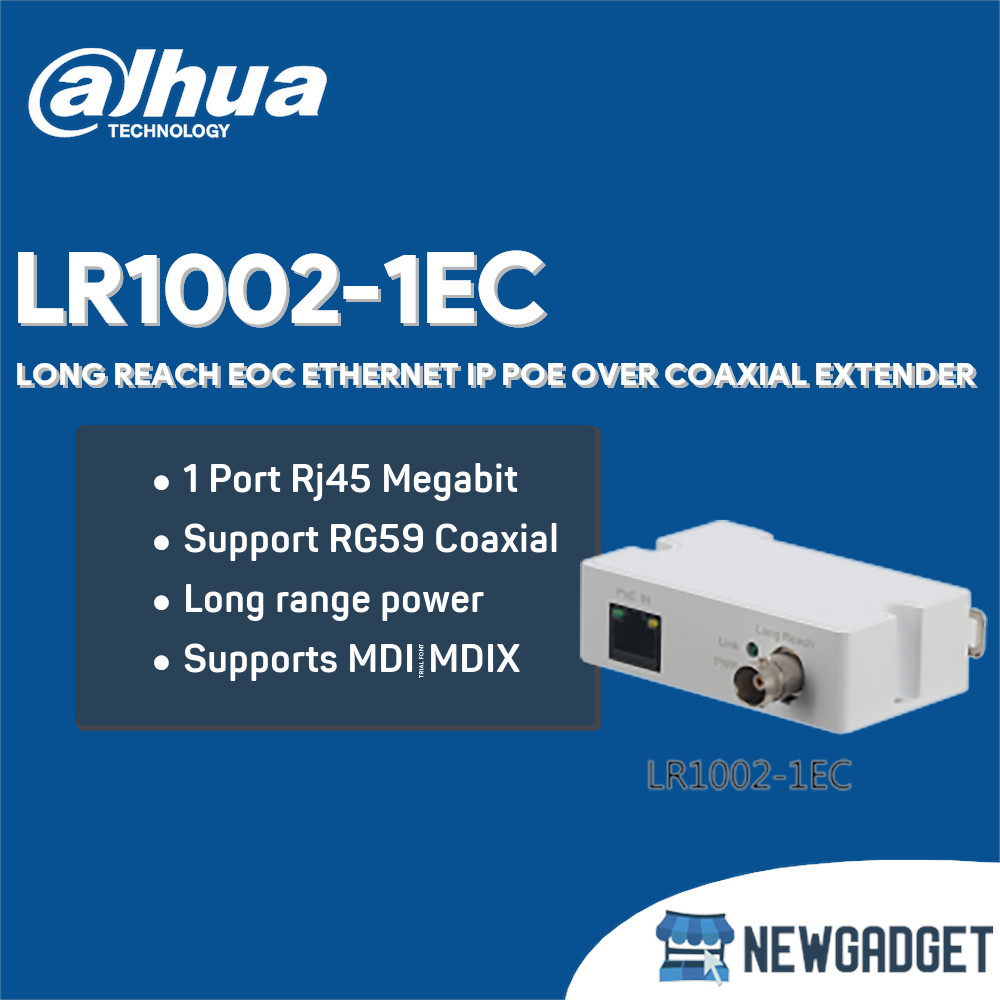DAHUA LR1002-1EC LONG REACH EOC ETHERNET IP POE OVER COAXIAL EXTENDER
