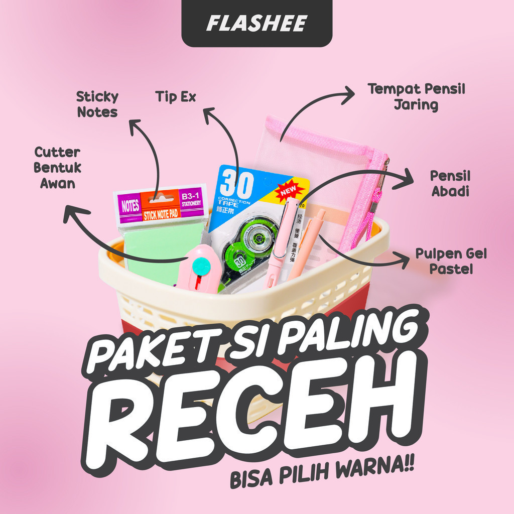 

Flashee Paket Alat Tulis Sekolah 6In1 Back To School Tempat Pensil Set