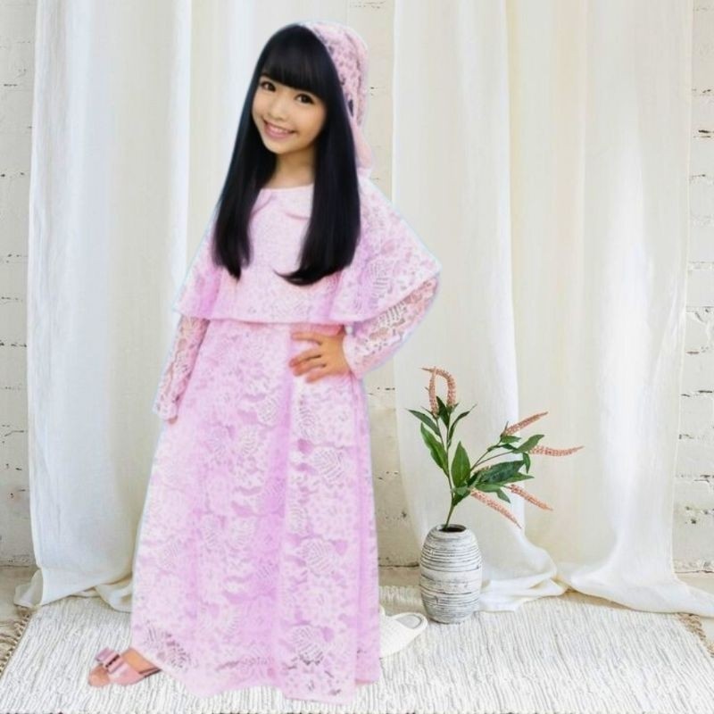 Gamis brukat anak usia 3-12 tahun