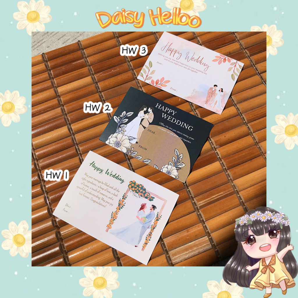 Kartu Ucapan 1 pcs Happy Wedding Aesthetic Card Selamat Menikah Hang Tag Parcel Hampers Hangtag Kado