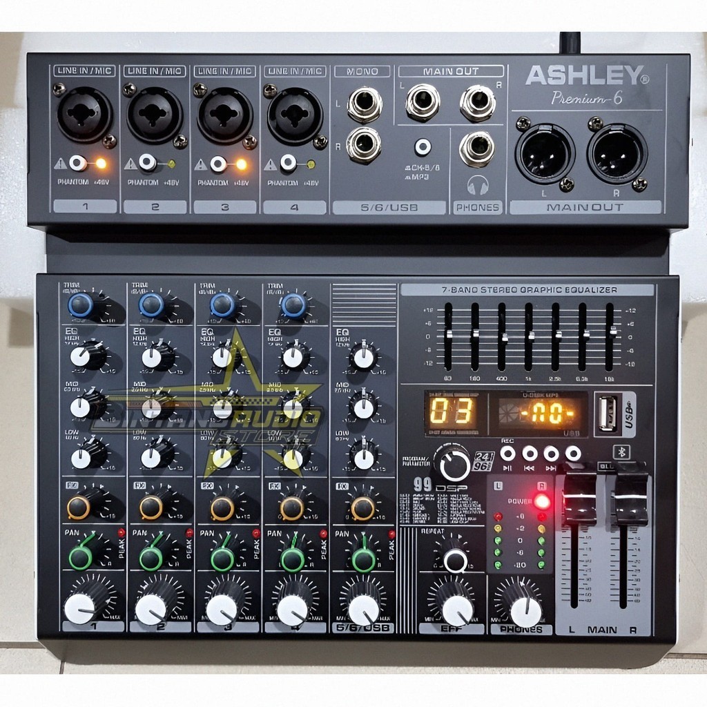 Mikser ASHLEY PREMIUM 6 Mixer 6 Channel Effect 99 DSP + USB Bluetooth