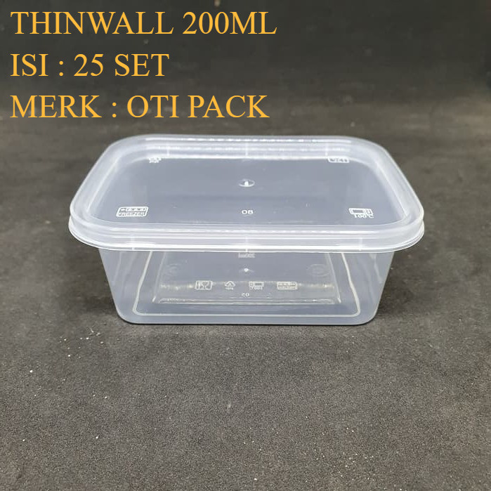 THINWALL 200ML RECTANGLE / BOX FOOD CONTAINER KOTAK MAKAN PLASTIK 200 ML