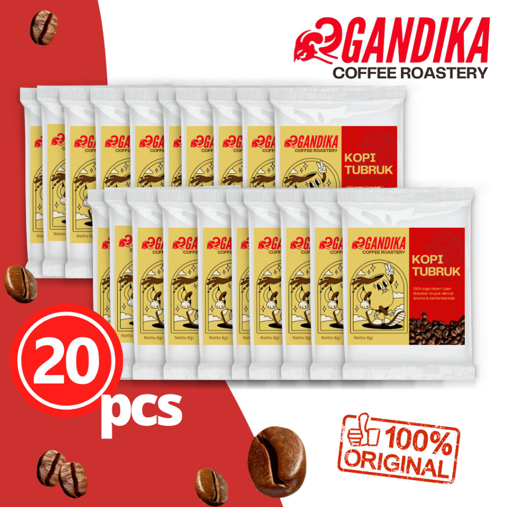 

GANDIKA KOPI GANDIKA KOPI TULEN TANPA GULA 1PAK ISI 20PCS KOPI BUBUK KHAS BOGOR KOPI TUBRUK HITAM FREE BONUS KOPI