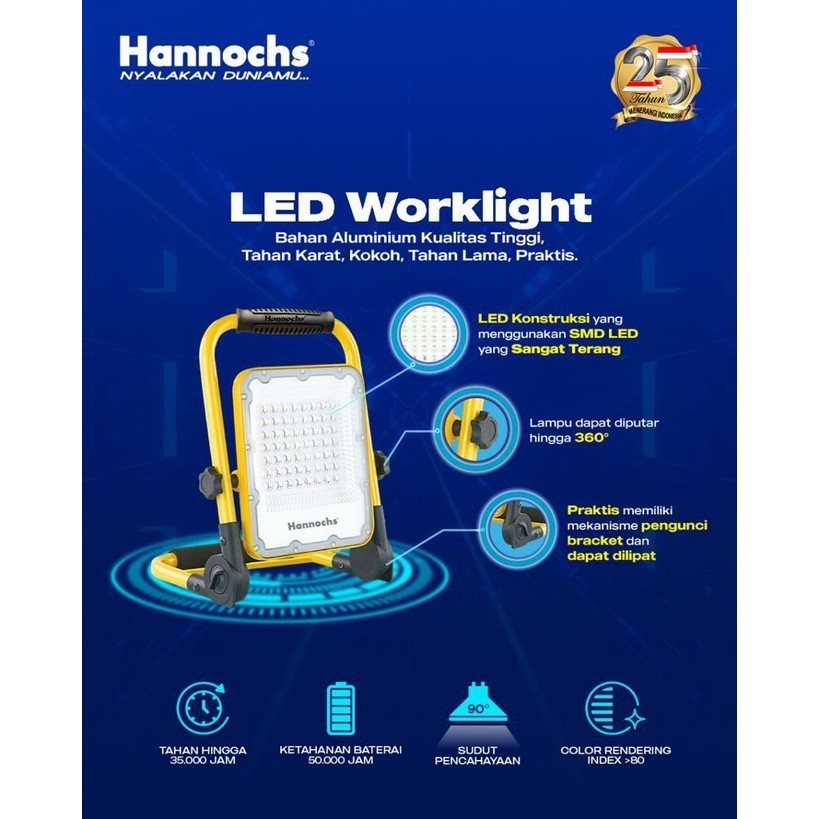 Lampu Sorot Kerja Emergency  30 Watt Hannochs LED Worklight