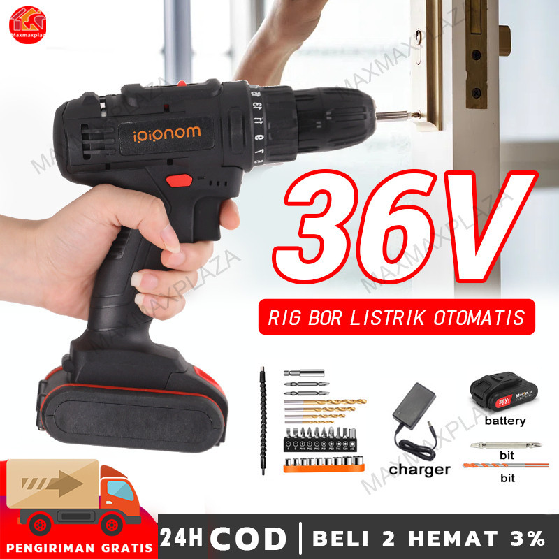 Mesin Bor Baterai 36 21 Volt Impact Drill Original Bor Listrik Bor Cas Bor Portable Bor Tangan Listr