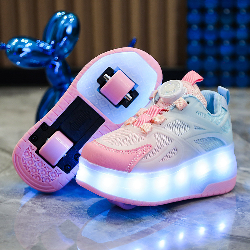Kids Shoes Roller Skate Sneakers USB Charge Illuminated Shoes Girls Boys Casual Skateboard Shoes Cas