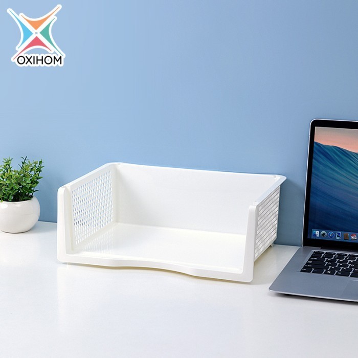 

[KUALITAS TETBAIK] Oxihom Rak Susun Rak Dokumen Kertas Stationary Plastik Stackable Tray - s6815, black